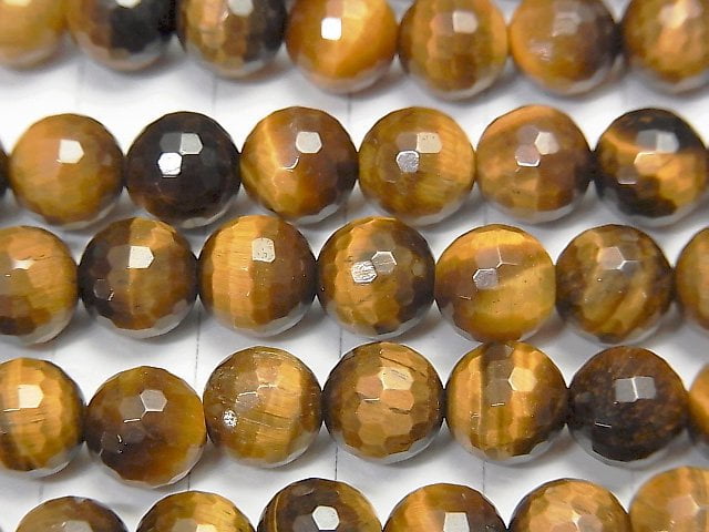 1strand $8.79! Yellow Tiger's Eye AA ++ 128 Faceted Round 8 mm 1strand beads (aprx.15 inch / 38 cm)