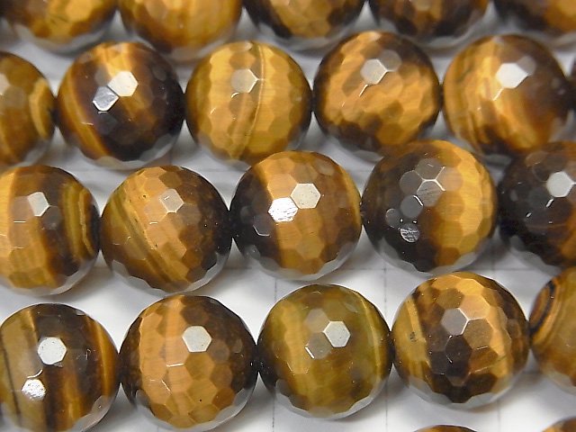 Yellow Tiger's Eye AA++ 128Faceted Round 12mm half or 1strand beads (aprx.15inch / 36cm)