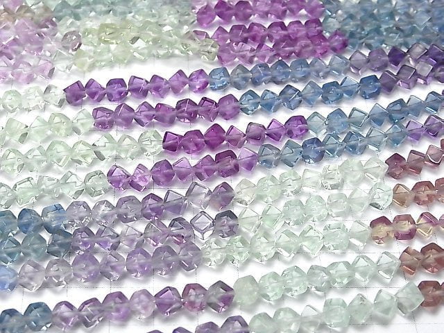 [Video]Fluorite AAA Dice 6x6x6mm Color Gradation 1strand beads (aprx.15inch/38cm)