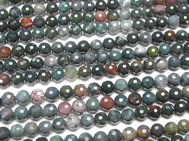 [Video] Bloodstone 128Faceted Round 6mm 1strand beads (aprx.14inch / 35cm)