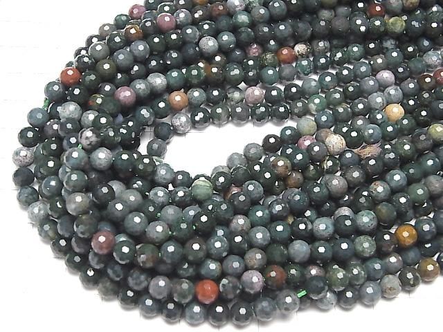 [Video] Bloodstone 128 Faceted Round 6mm 1-strand beads (approx. 15 inches/36 cm)