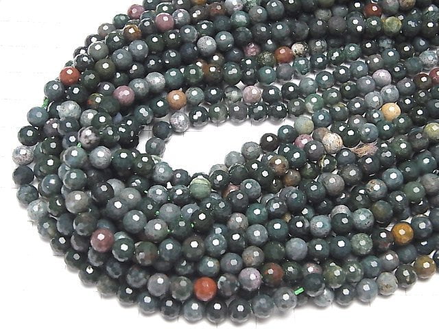 [Video] Bloodstone 128Faceted Round 6mm 1strand beads (aprx.14inch / 35cm)