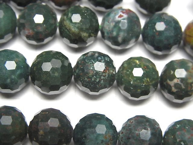 Bloodstone  128Faceted Round 10mm half or 1strand beads (aprx.15inch/37cm)