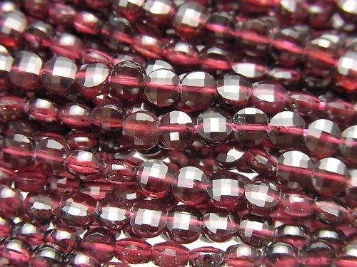 [Video] High Quality! Garnet AAA-Faceted Coin 4x4x2mm 1-strand beads (approx. 15inch/36cm)