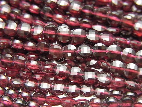 Coin, Garnet Gemstone Beads