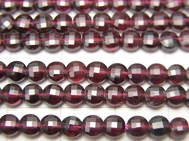 [Video] High Quality! Garnet AAA-Faceted Coin 4x4x2mm 1-strand beads (approx. 15inch/36cm)