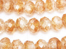 Lampwork Beads Faceted Button Rondelle 10 x 10 x 7 mm [Orange] half or 1 strand beads (aprx.14 inch / 34 cm)