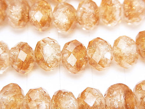 Lampwork Beads Faceted Button Roundel 10 x 10 x 7 mm [Orange] half or 1 strand beads (aprx.14 inch / 34 cm)