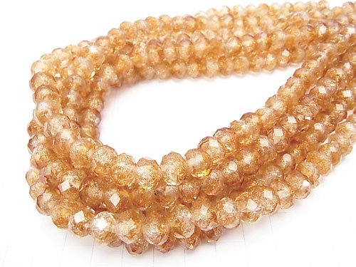 Lampwork Beads Faceted Button Rondelle 10 x 10 x 7 mm [Orange] half or 1 strand beads (aprx.14 inch / 34 cm)