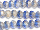 Lampwork Beads Faceted Button Rondelle 10 x 10 x 7 mm [Blue] half or 1 strand beads (aprx. 14 inch / 34 cm)