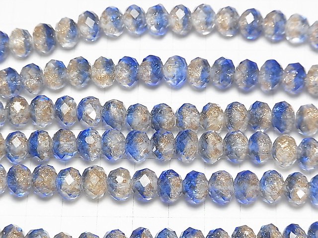 Lampwork Beads Faceted Button Roundel 10 x 10 x 7 mm [Blue] half or 1 strand beads (aprx. 14 inch / 34 cm)