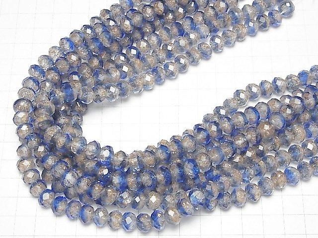 Perles à la lampe à facettes bouton rondelle 10 x 10 x 7 mm [Bleu] demi ou 1 fil de perles (environ 34 cm)