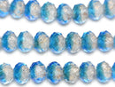 Lampwork Beads Faceted Button Rondelle 10 x 10 x 7 mm [light blue] half or 1 strand beads (aprx.14 inch / 34 cm)