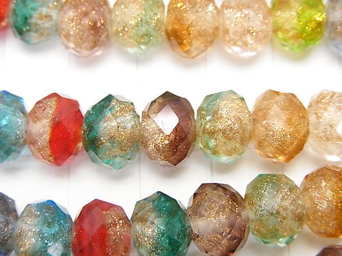 Lampwork Beads Faceted Button Roundel 10x10x7mm [Multicolor] half or 1strand beads (aprx.14inch/34cm)