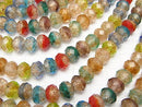 Lampwork Beads Faceted Button Rondelle 10x10x7mm [Multicolor] half or 1strand beads (aprx.14inch/34cm)