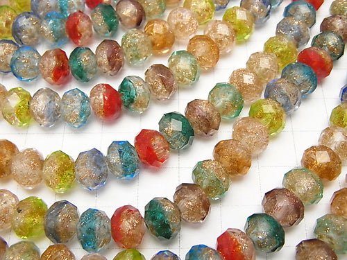 Lampwork Beads Faceted Button Roundel 10x10x7mm [Multicolor] half or 1strand beads (aprx.14inch/34cm)