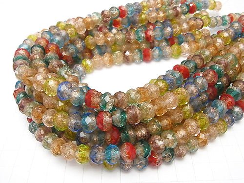 Lampwork Beads Faceted Button Roundel 10x10x7mm [Multicolor] half or 1strand beads (aprx.14inch/34cm)