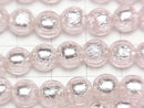 Lampwork Beads Round 8mm [Silver foil x pink] half or 1strand beads (aprx.9inch/22cm)