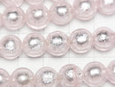 [Video] Lampwork Beads Round 10mm [Silver foil x pink] half or 1strand beads (aprx.9inch/24cm)