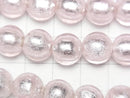 [Video] Lampwork Beads Round 12mm [Silver foil x pink] half or 1strand beads (aprx.10inch/25cm)