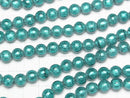 Lampwork Beads Round 8mm [Silver foil x blue green] half or 1strand beads (aprx.9inch/23cm)