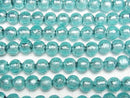 Lampwork Beads Round 10mm [Silver foil x blue green] half or 1strand beads (aprx.10inch/26cm)
