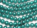 [Video] Lampwork Beads Round 12mm [Silver foil x blue green] half or 1strand beads (aprx.10inch/26cm)