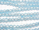 [Video] Lampwork Beads Round 8mm [Silver foil x light blue] half or 1strand beads (aprx.9inch/24cm)
