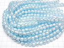 [Video] Lampwork Beads Round 8mm [Silver foil x light blue] half or 1strand beads (aprx.9inch/24cm)