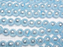 [Video] Lampwork Beads Round 12mm [Silver foil x light blue] half or 1strand beads (aprx.10inch/25cm)