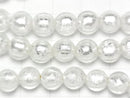 Lampwork Beads Round 8mm [Silver foil x clear] half or 1strand beads (aprx.9inch/22cm)