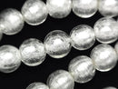 Lampwork Beads Round 10mm [Silver foil x clear] half or 1strand beads (aprx.10inch/26cm)