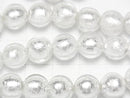 Lampwork Beads Round 10mm [Silver foil x clear] half or 1strand beads (aprx.10inch/26cm)