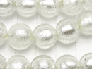 [Video] Lampwork Beads Round 12mm [Silver foil x clear] half or 1strand beads (aprx.10inch/25cm)
