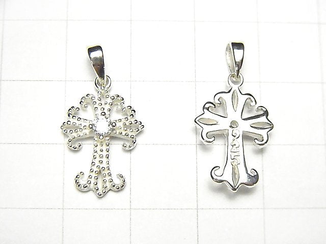 Silver925 Cross Pendant w / CZ 1pc