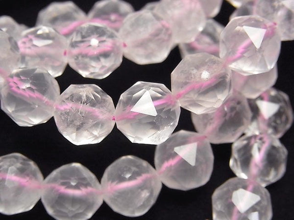 [Video]High Quality! Rose Quartz AA++ Star Faceted Round 10mm Bracelet