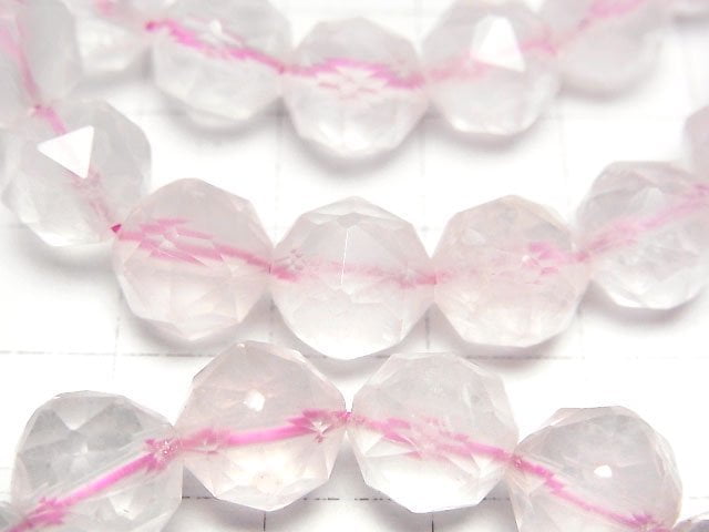 [Video]High Quality! Rose Quartz AA++ Star Faceted Round 10mm Bracelet