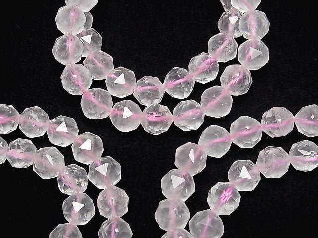 [Video]High Quality! Rose Quartz AA++ Star Faceted Round 10mm Bracelet