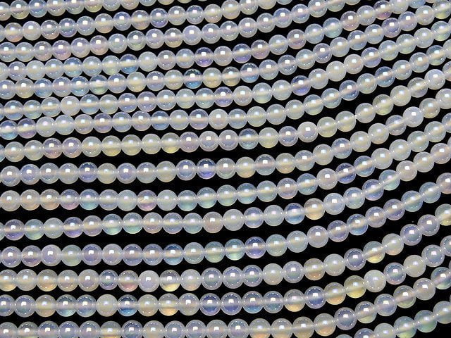 [Video] 1strand $5.79! Flash, White Chalcedony Round 4mm 1strand beads (aprx.15inch / 37cm)