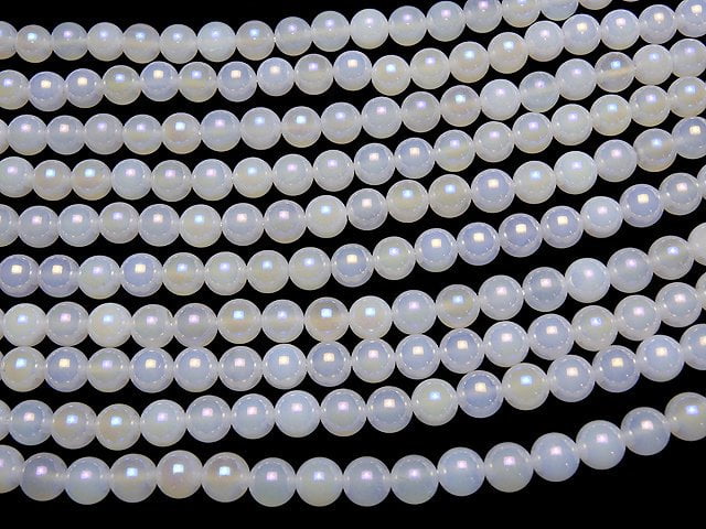 [Video] Flash, White Chalcedony Round 8mm 1strand beads (aprx.15inch / 37cm)