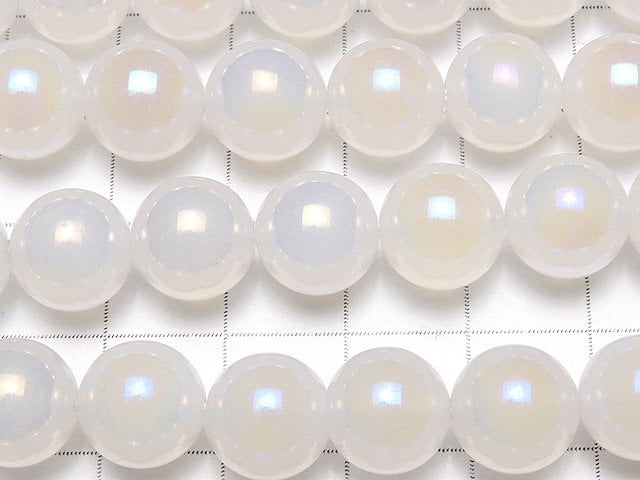 [Video] Flash White Chalcedony Round 10mm 1strand beads (aprx.15inch / 36cm)