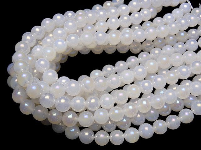 [Video] Flash White Chalcedony Round 10mm 1strand beads (aprx.15inch / 36cm)