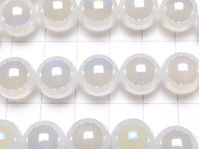 [Video] Flash, White Chalcedony Round 12mm half or 1strand beads (aprx.15inch / 37cm)