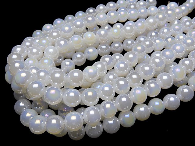 [Video] Flash, White Chalcedony Round 12mm half or 1strand beads (aprx.15inch / 37cm)