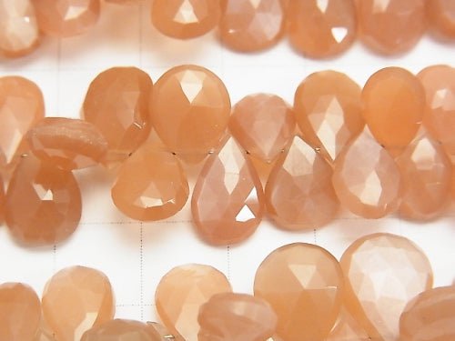 [Video] High Quality Orange Moonstone AAA Pear shape Faceted Briolette 1/4 or 1strand beads (aprx.8inch / 20 cm)