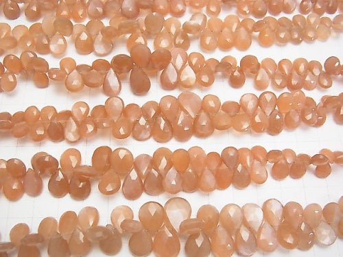 [Video] High Quality Orange Moonstone AAA Pear shape Faceted Briolette 1/4 or 1strand beads (aprx.8inch / 20 cm)