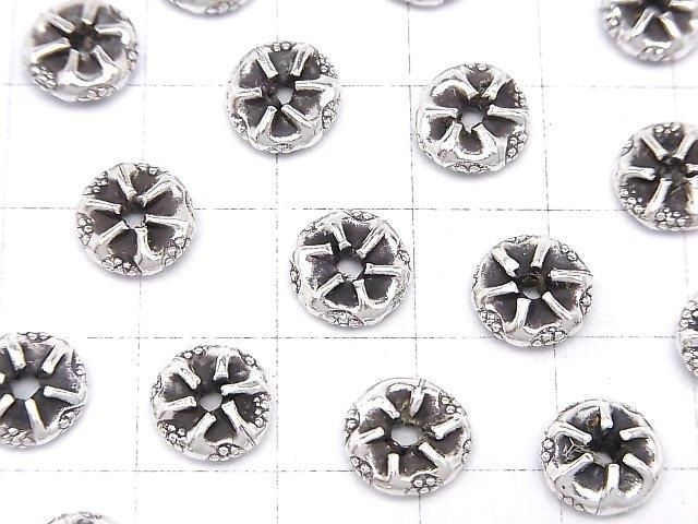 泰國純銀花卉圖案扁珠 9x9x3mm 1顆