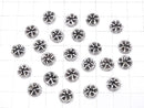 Karen Silver Flower Pattern Rondelle 9x9x3mm 2pcs