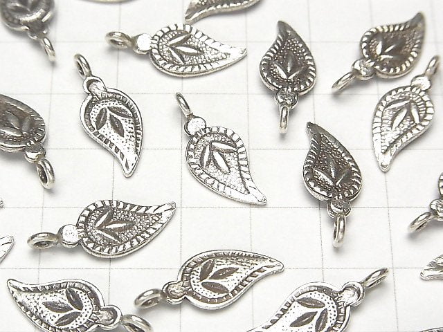 Karen Silver Leaf Charm 21x8x1.5mm 1pc