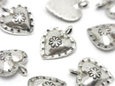 Karen Silver Patterned Heart Motif Charm 18x14x3mm 1pc